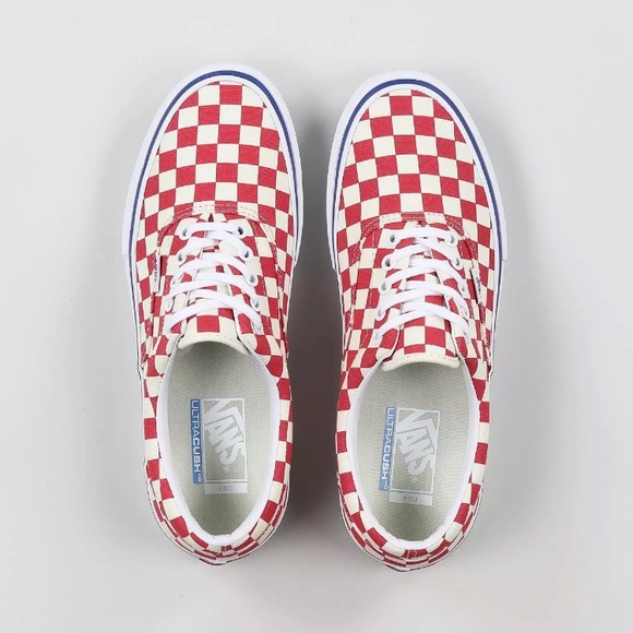 Vans era pro checker  red canvas sneaker shoes - Picture 7 of 8